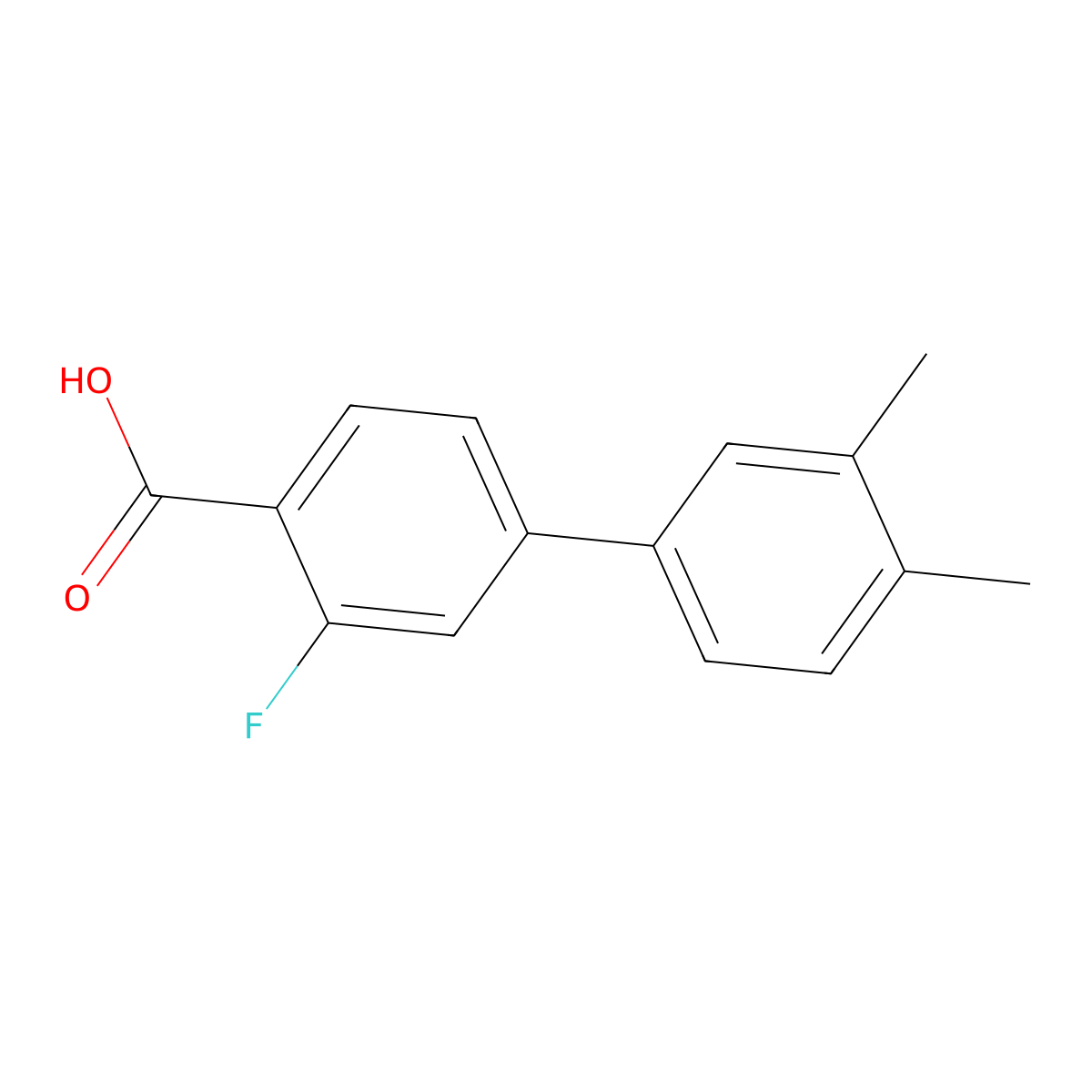 4-(3,4-Dimethylphenyl)-2-fluorobenzoic acid molecular structure, CAS 1183614-10-9