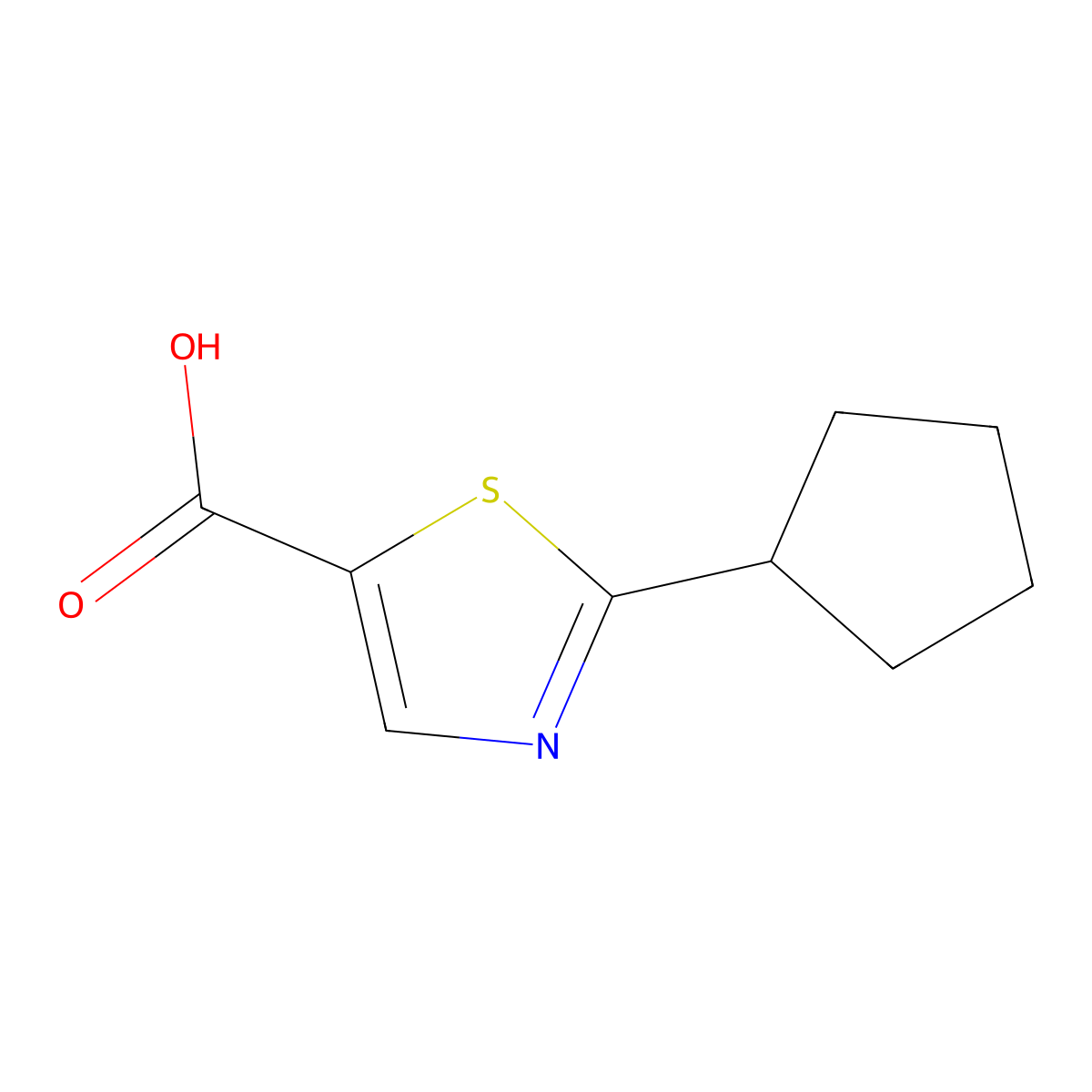 2-Cyclopentylthiazole-5-carboxylic acid molecular structure, CAS 1183614-12-1