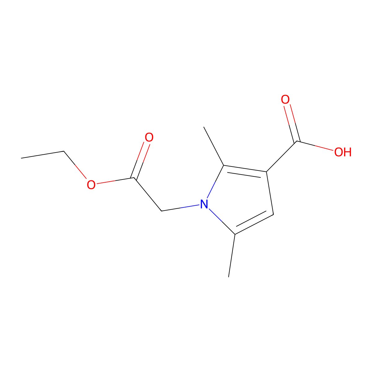 1-(2-ethoxy-2-oxoethyl)-2,5-dimethyl-1H-pyrrole-3-carboxylic acid molecular structure, CAS 1183616-12-7