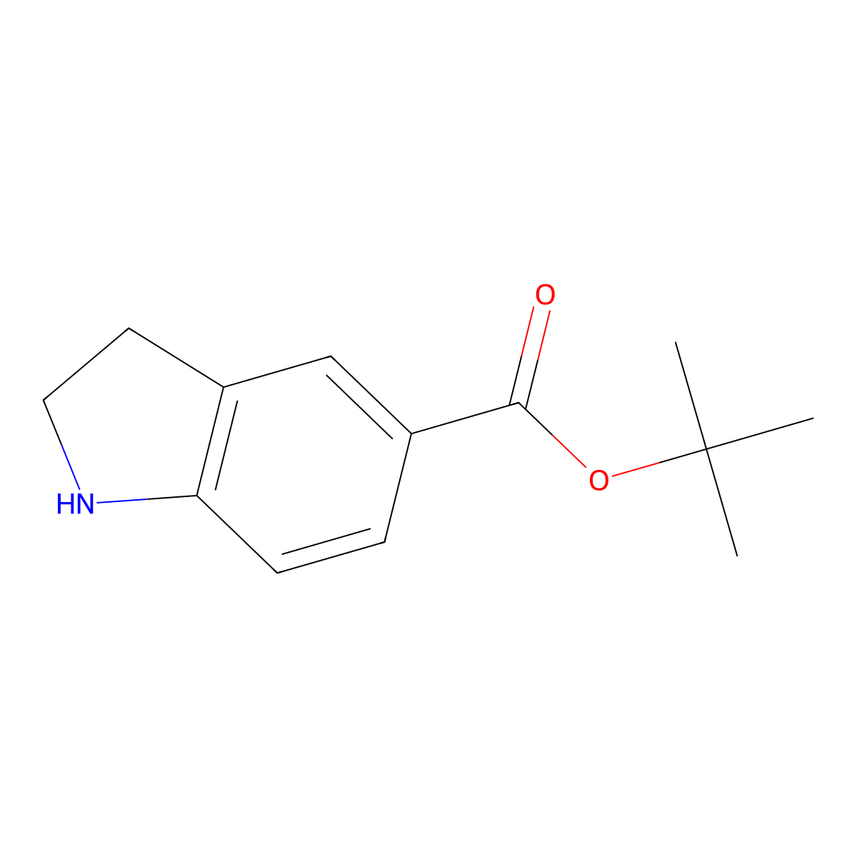 Tert-butyl indoline-5-carboxylate molecular structure, CAS 1183622-68-5