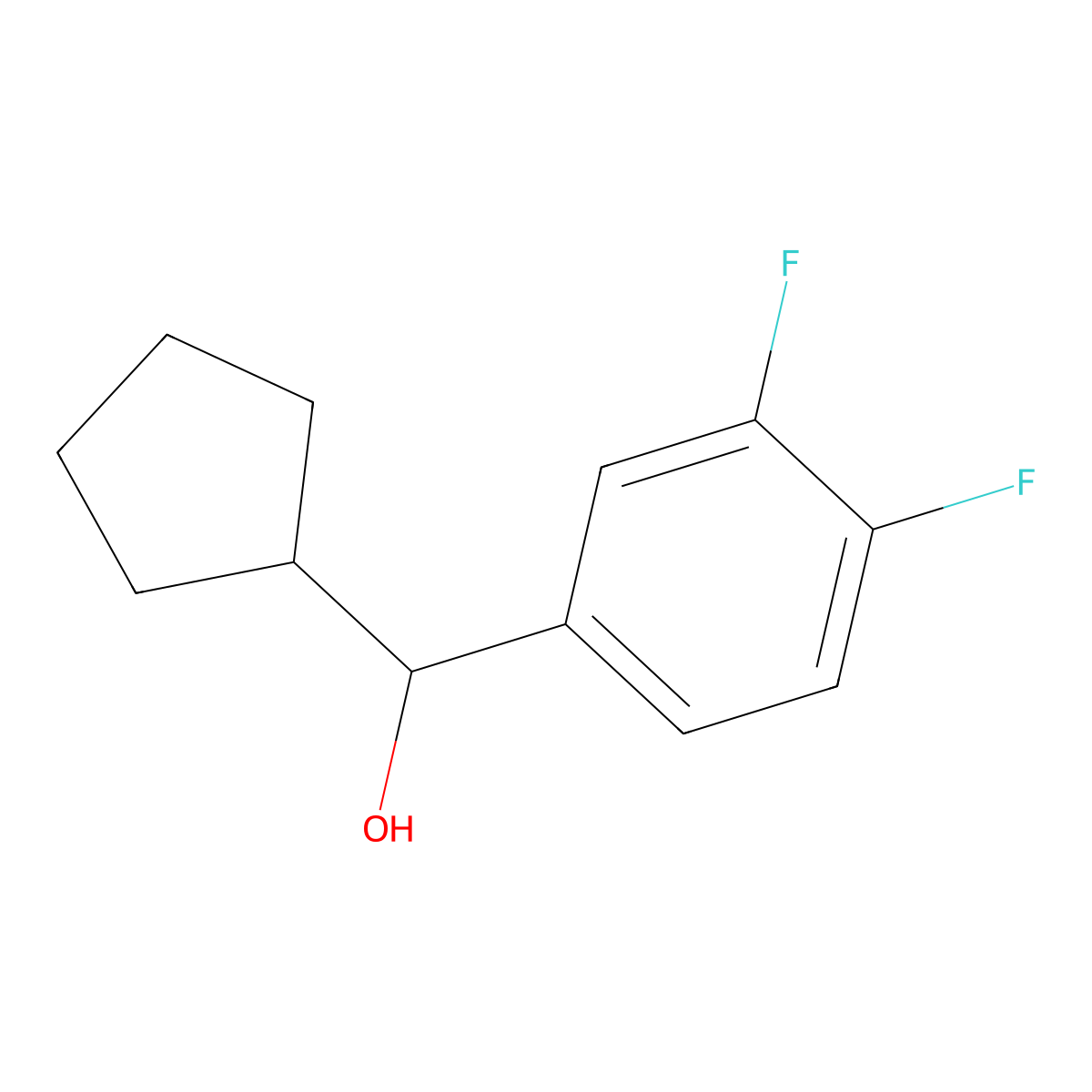 Cyclopentyl (3,4-difluorophenyl)methanol molecular structure, CAS 1183625-32-2