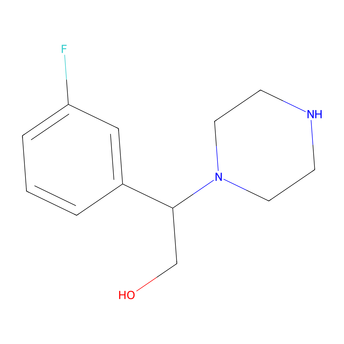 2-(3-Fluorophenyl)-2-(piperazin-1-yl)ethan-1-ol molecular structure, CAS 1183631-50-6