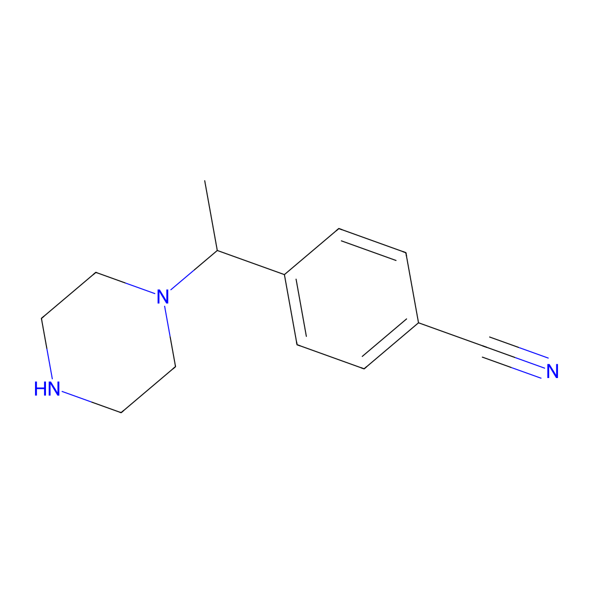 4-[1-(Piperazin-1-yl)ethyl]benzonitrile molecular structure, CAS 1183650-20-5