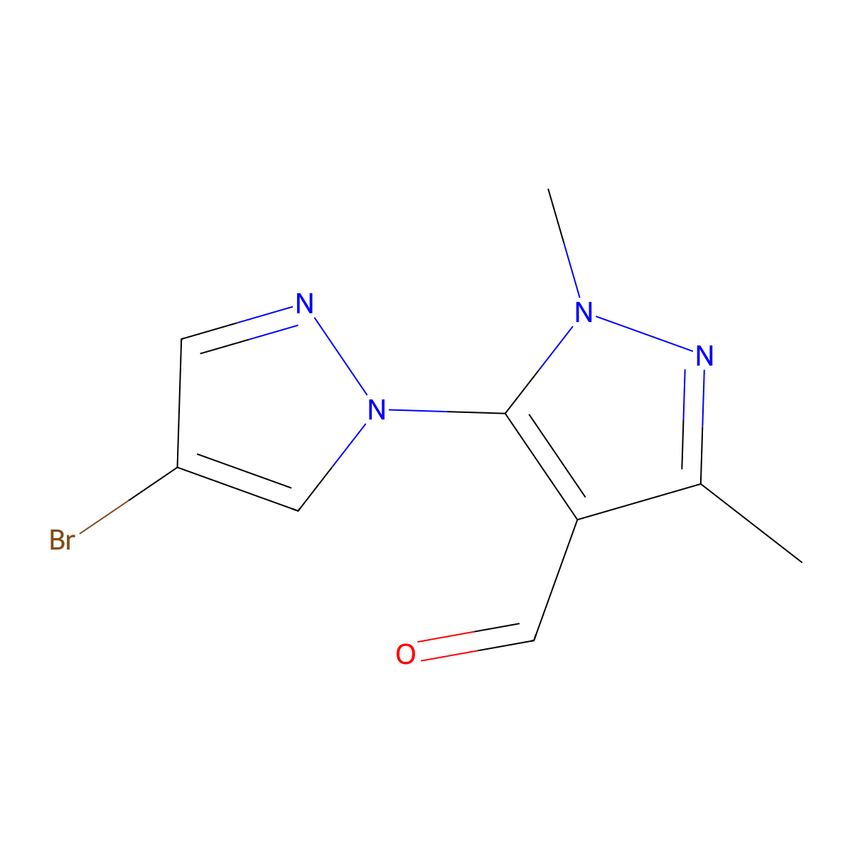 5-(4-Bromo-1H-pyrazol-1-YL)-1,3-dimethyl-1H-pyrazole-4-carbaldehyde molecular structure, CAS 1183653-74-8