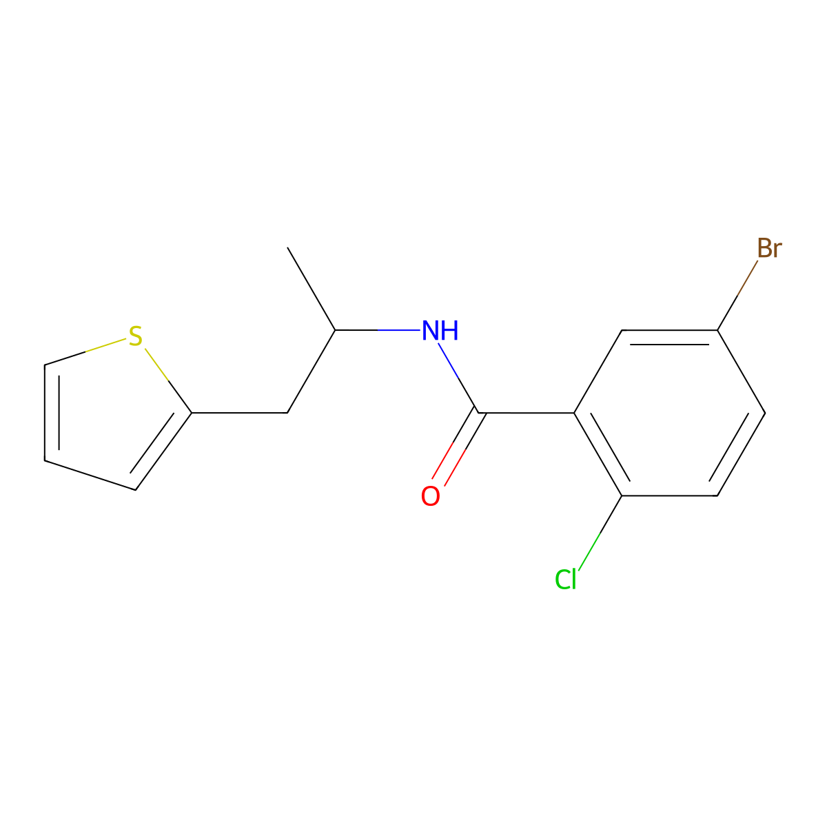 5-bromo-2-chloro-N-(1-(thiophen-2-yl)propan-2-yl)benzamide molecular structure, CAS 1183655-49-3