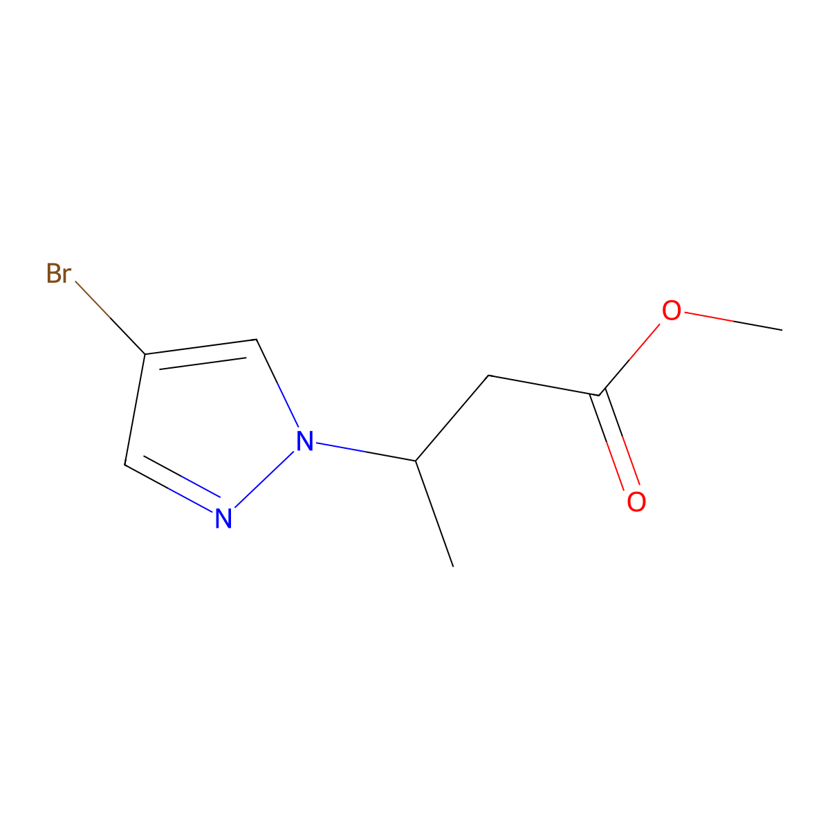 methyl 3-(4-bromo-1H-pyrazol-1-yl)butanoate molecular structure, CAS 1183663-73-1