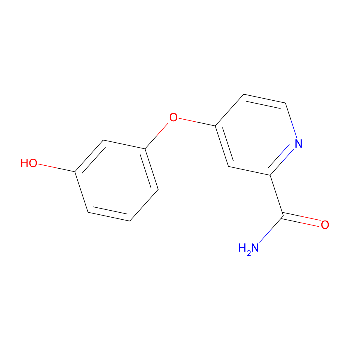4-(3-Hydroxyphenoxy)pyridine-2-carboxamide molecular structure, CAS 1183665-90-8