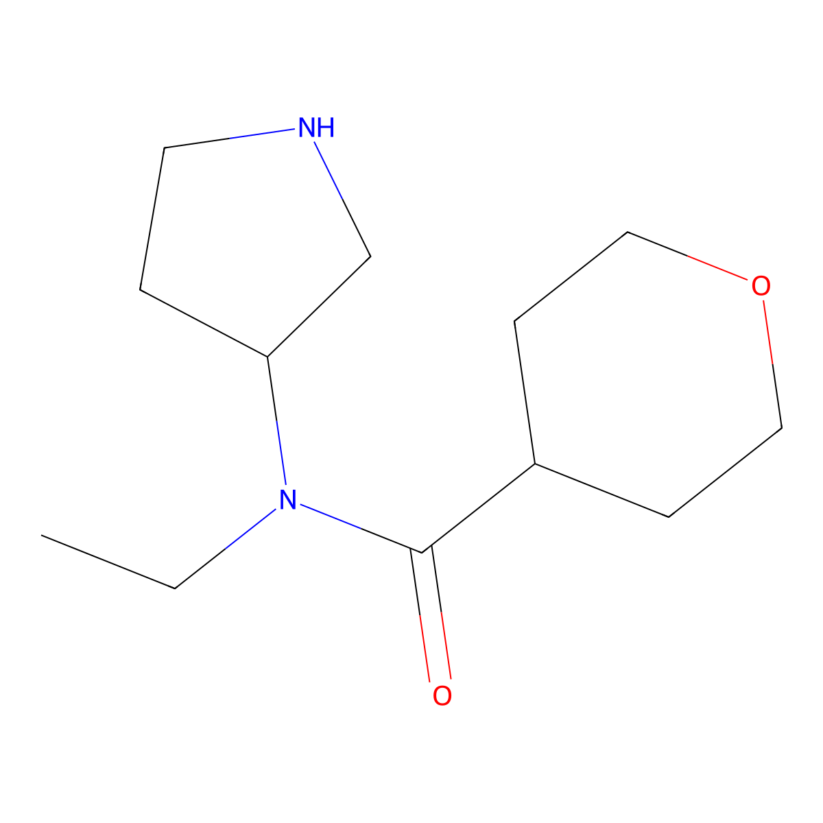N-ethyl-N-(pyrrolidin-3-yl)oxane-4-carboxamide molecular structure, CAS 1183676-98-3