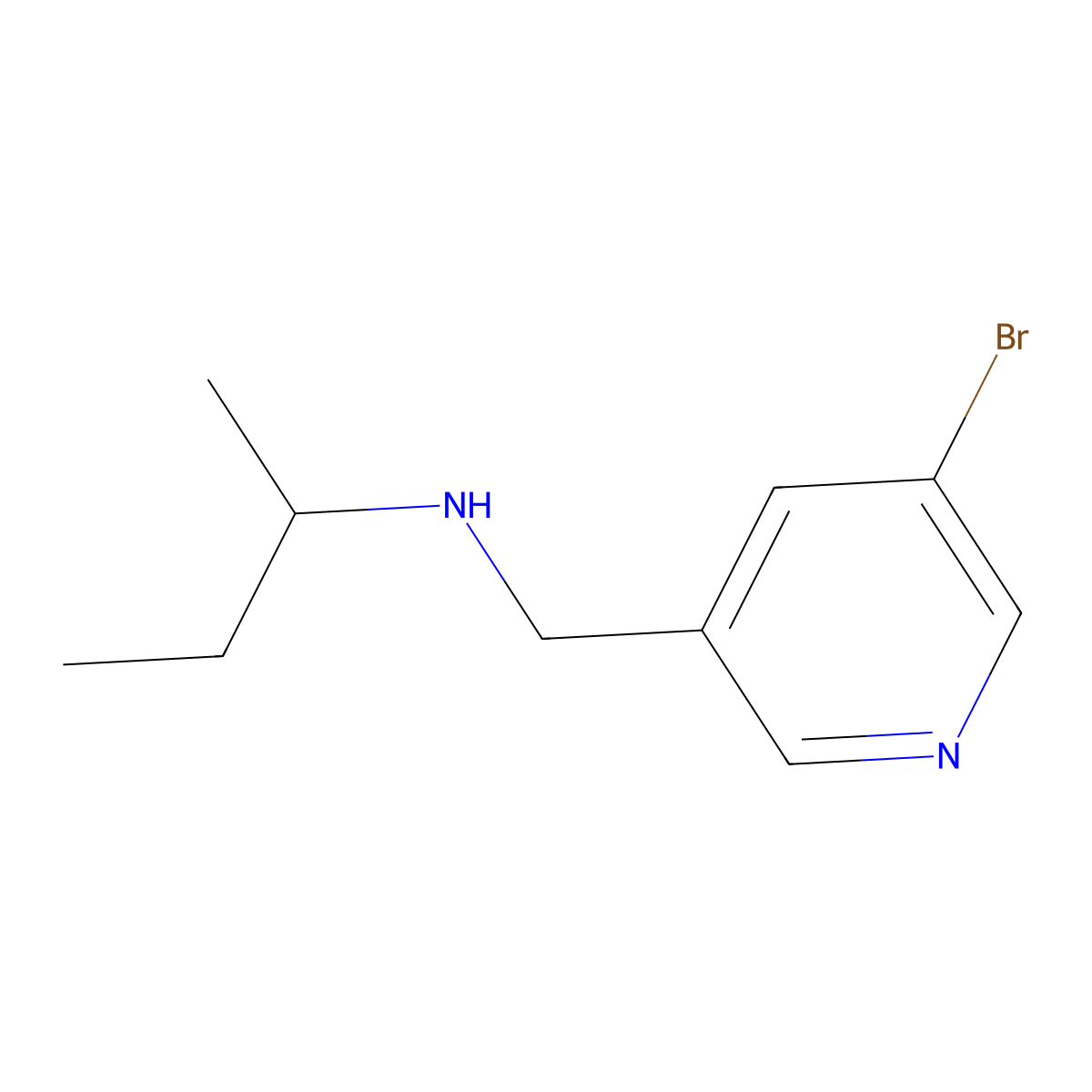 N-((5-bromopyridin-3-yl)methyl)butan-2-amine molecular structure, CAS 1183693-62-0