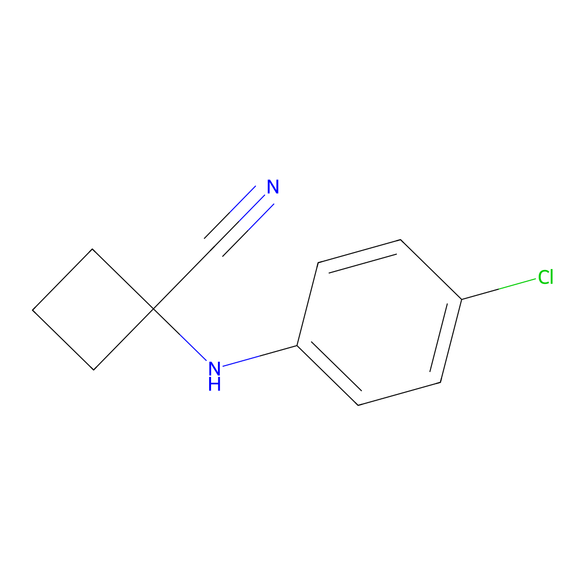 1-((4-Chlorophenyl)amino)cyclobutanecarbonitrile molecular structure, CAS 1183694-38-3