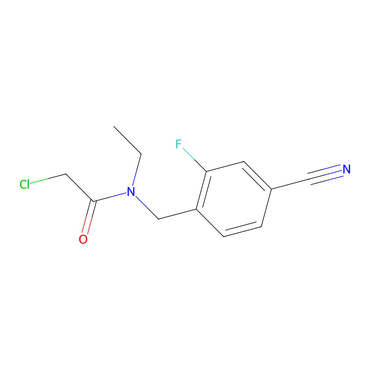 2-chloro-N-[(4-cyano-2-fluorophenyl)methyl]-N-ethylacetamide molecular structure, CAS 1183707-12-1