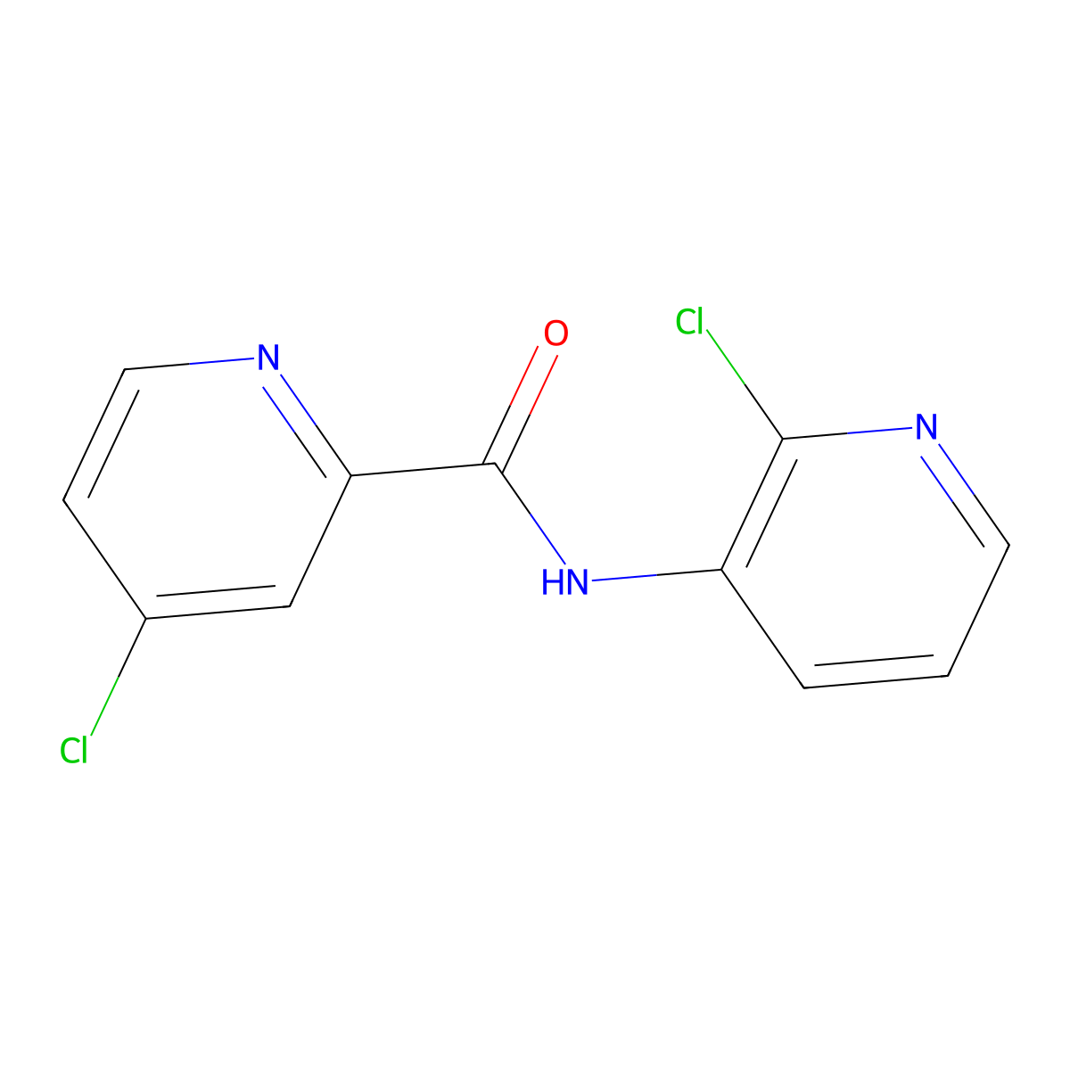 4-chloro-N-(2-chloropyridin-3-yl)picolinamide molecular structure, CAS 1183716-33-7