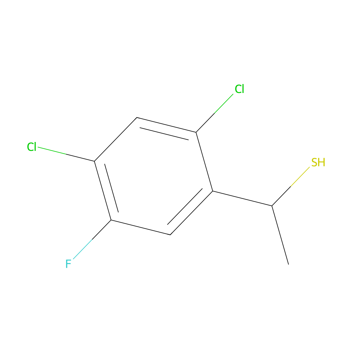 1-(2,4-Dichloro-5-fluorophenyl)ethane-1-thiol molecular structure, CAS 1183717-04-5