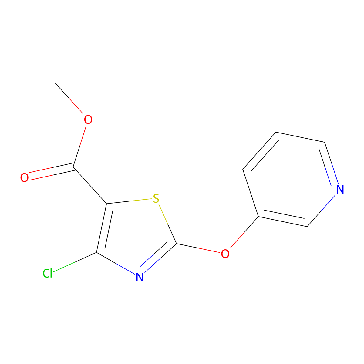 Methyl 4-chloro-2-(pyridin-3-yloxy)-1,3-thiazole-5-carboxylate molecular structure, CAS 1183718-84-4
