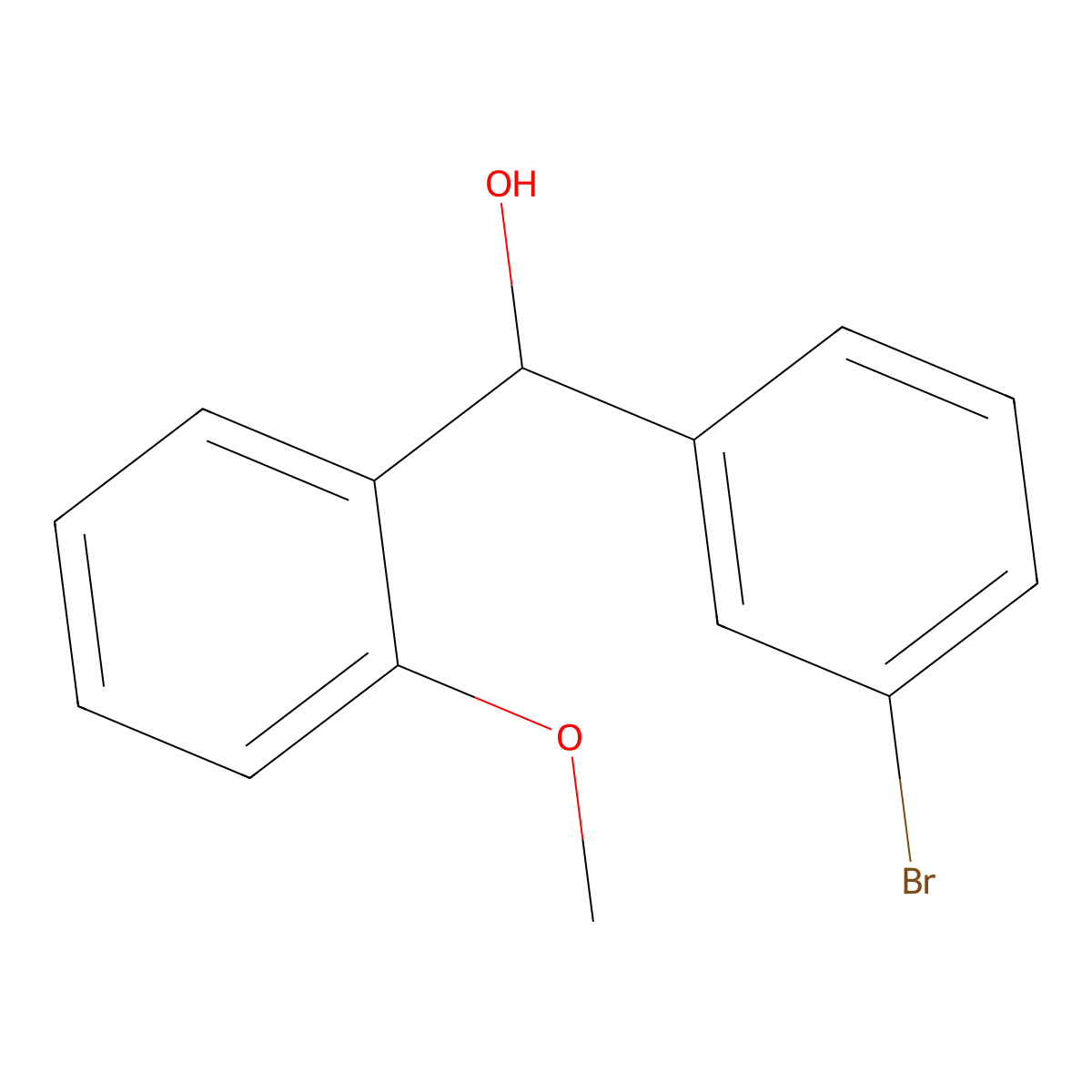 (3-Bromophenyl)(2-methoxyphenyl)methanol molecular structure, CAS 1183724-23-3