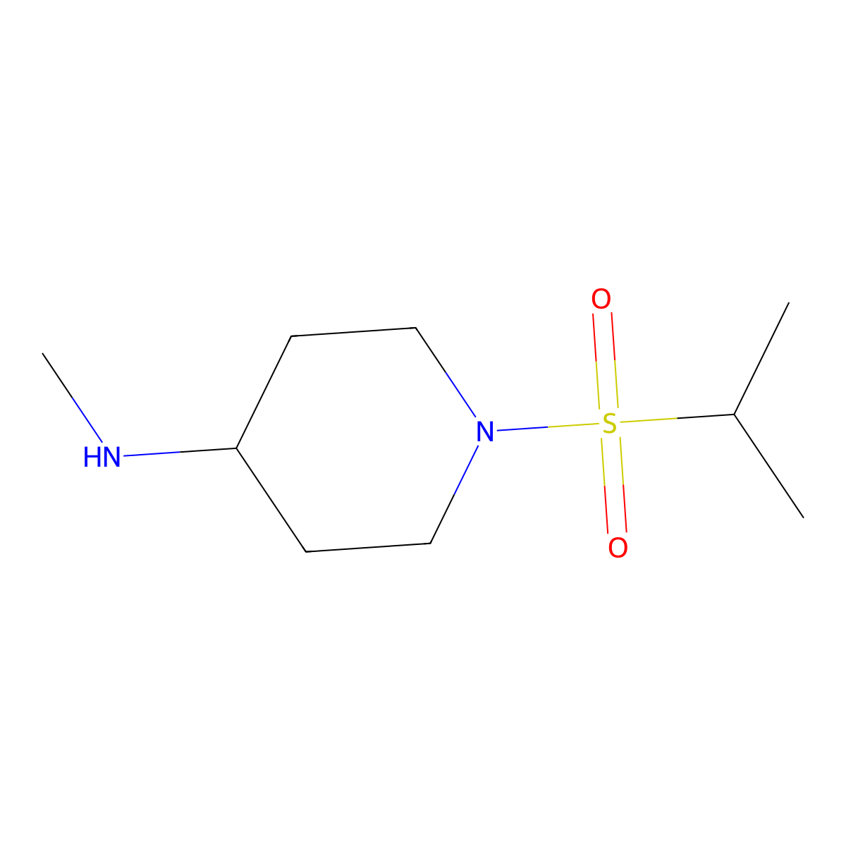 1-(Isopropylsulfonyl)-N-methylpiperidin-4-amine molecular structure, CAS 1183726-27-3