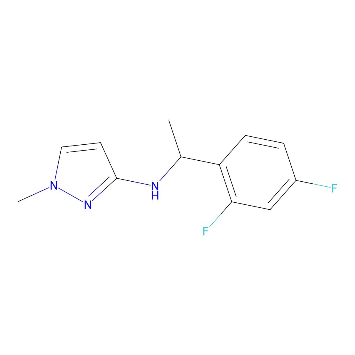 n-(1-(2,4-Difluorophenyl)ethyl)-1-methyl-1h-pyrazol-3-amine molecular structure, CAS 1183730-46-2