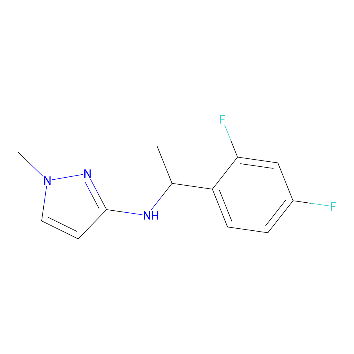 n-(1-(2,4-Difluorophenyl)ethyl)-1-methyl-1h-pyrazol-3-amine molecular structure, CAS 1183730-46-2