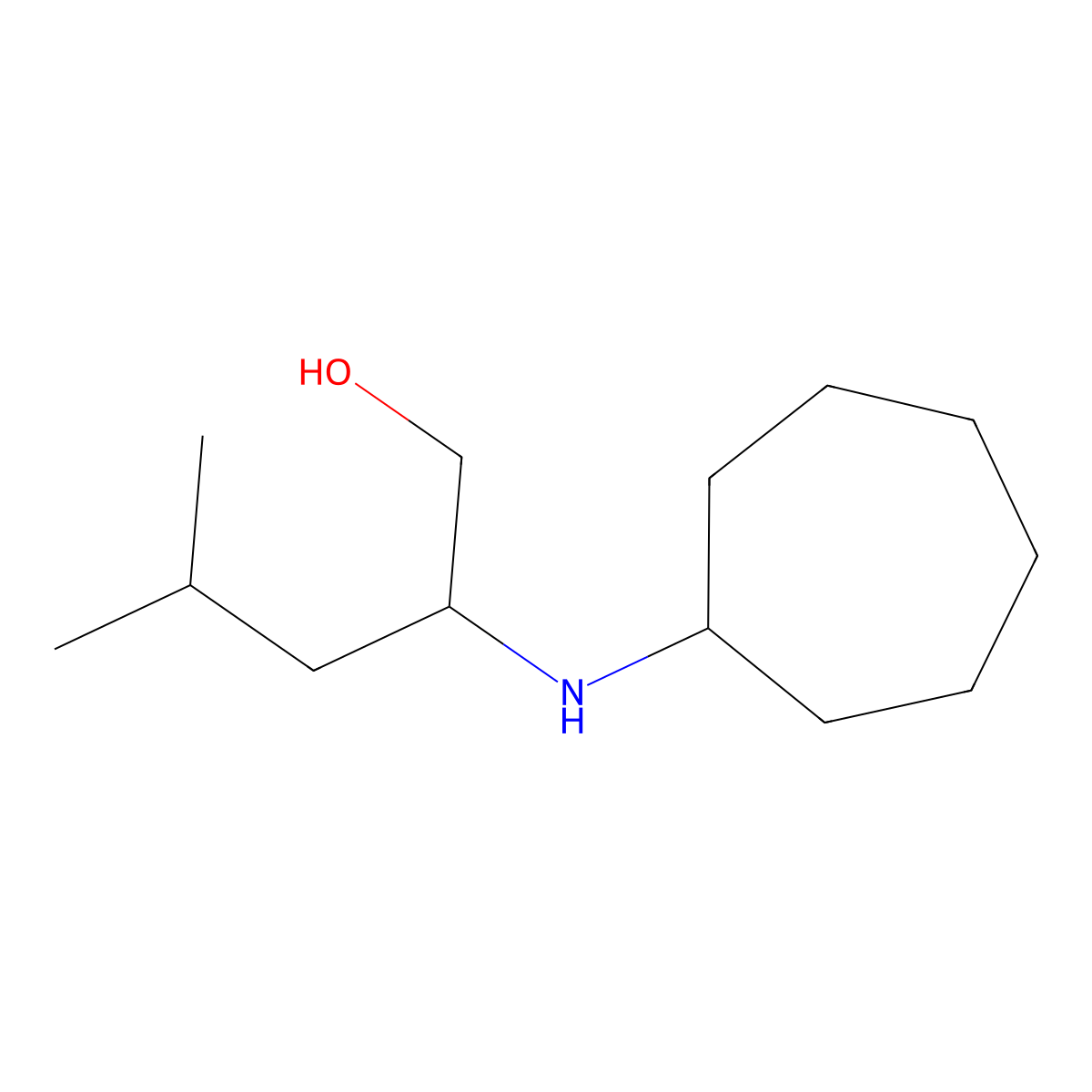 2-(Cycloheptylamino)-4-methylpentan-1-ol molecular structure, CAS 1183738-42-2