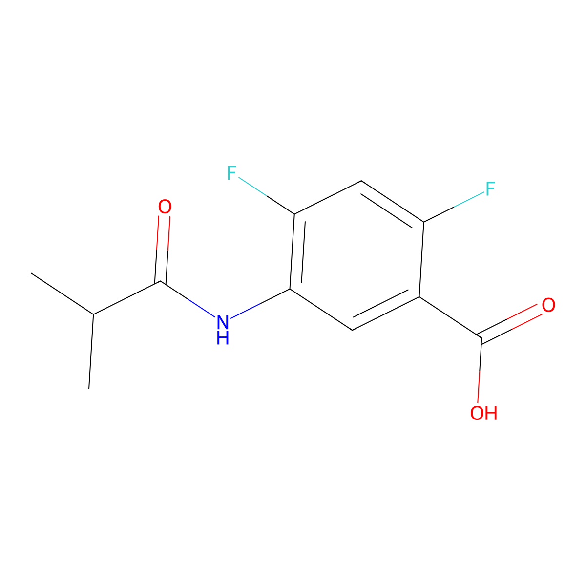 2,4-Difluoro-5-(2-methylpropanamido)benzoic acid molecular structure, CAS 1183740-54-6