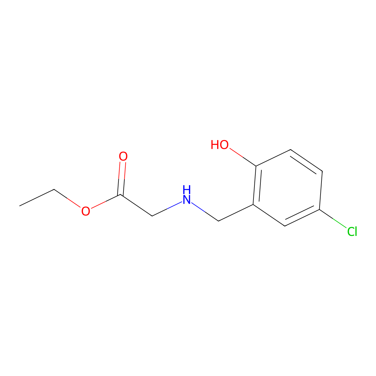 Ethyl 2-{[(5-chloro-2-hydroxyphenyl)methyl]amino}acetate molecular structure, CAS 1183756-79-7