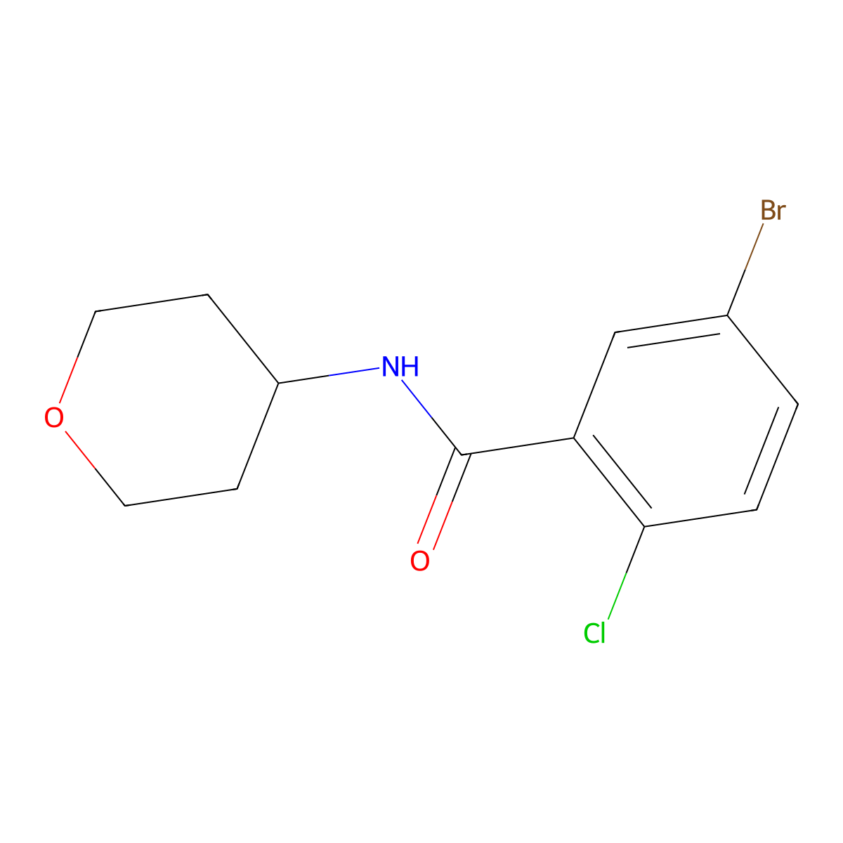 5-Bromo-2-chloro-N-(tetrahydro-2H-pyran-4-yl)benzamide molecular structure, CAS 1183761-89-8