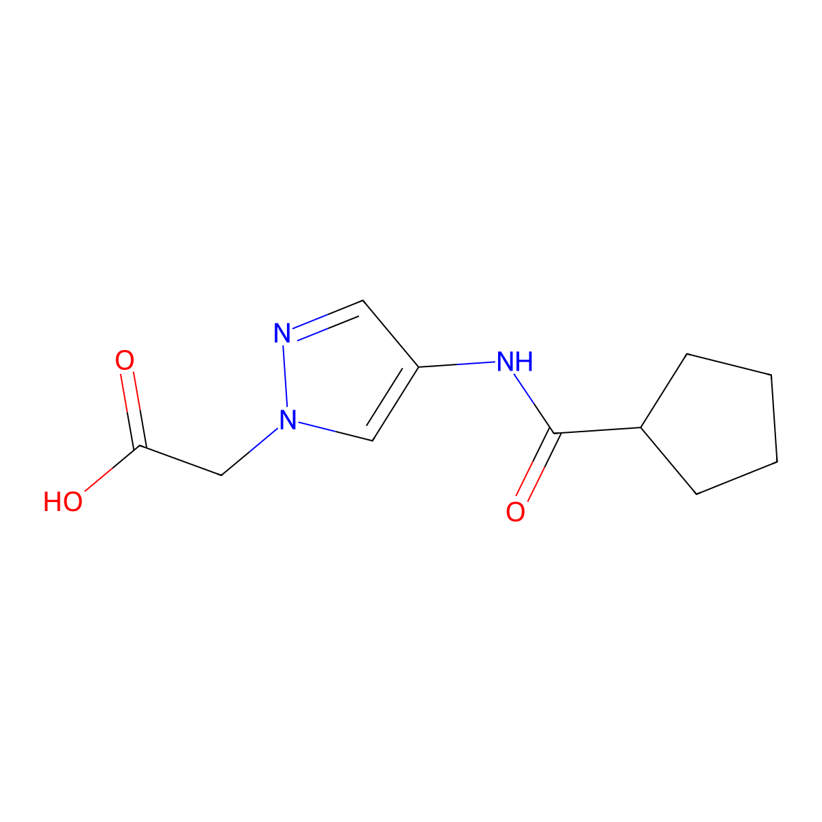 [4-(Cyclopentanecarbonyl-amino)-pyrazol-1-yl]-acetic acid molecular structure, CAS 1183764-58-0