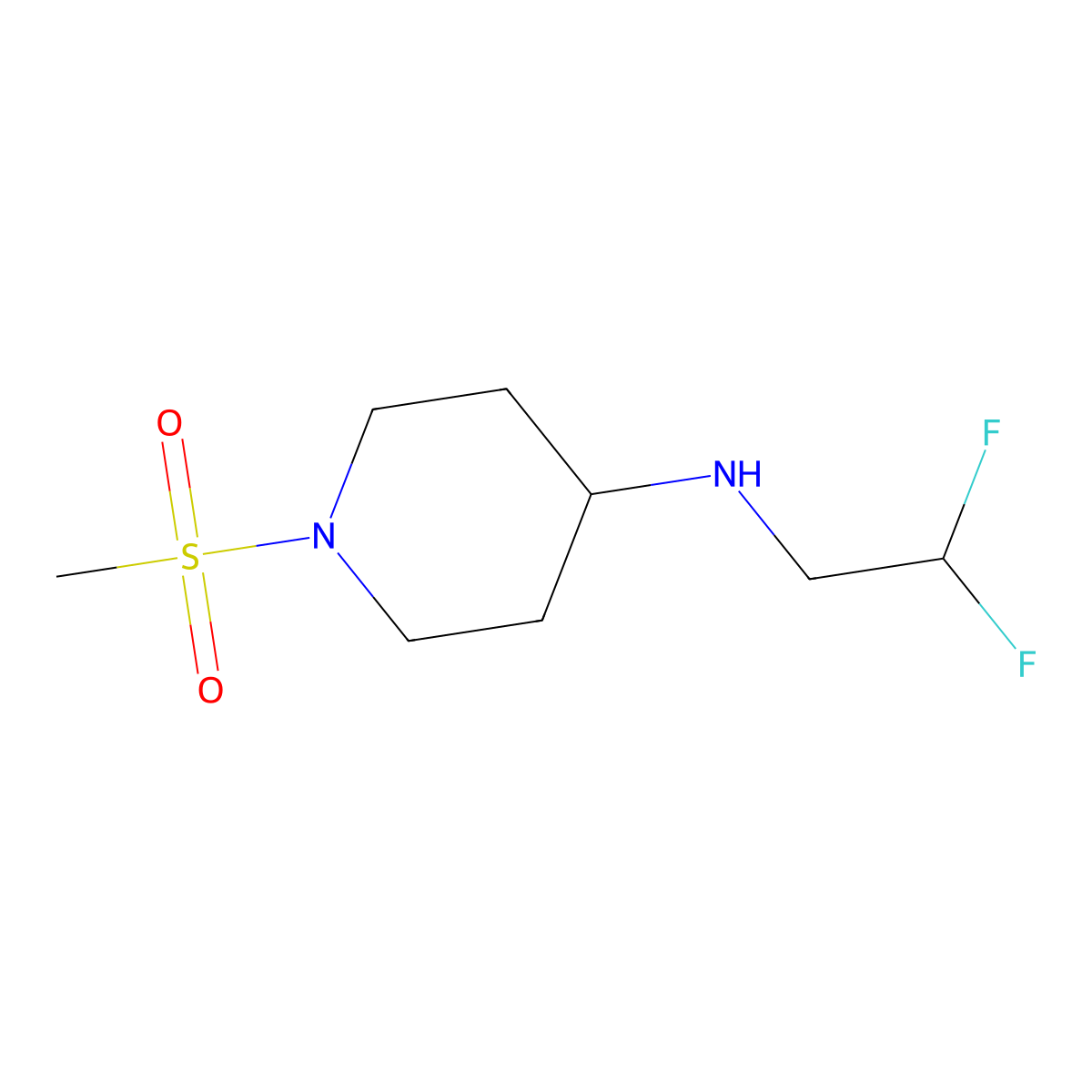 N-(2,2-Difluoroethyl)-1-methanesulfonylpiperidin-4-amine molecular structure, CAS 1183768-67-3