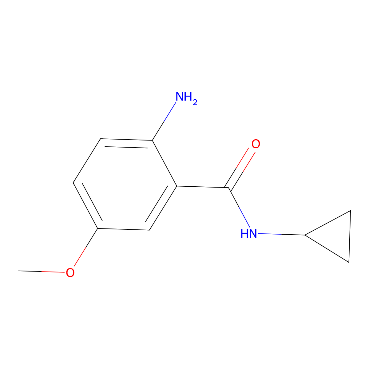 2-amino-N-cyclopropyl-5-methoxybenzamide molecular structure, CAS 1183770-11-7