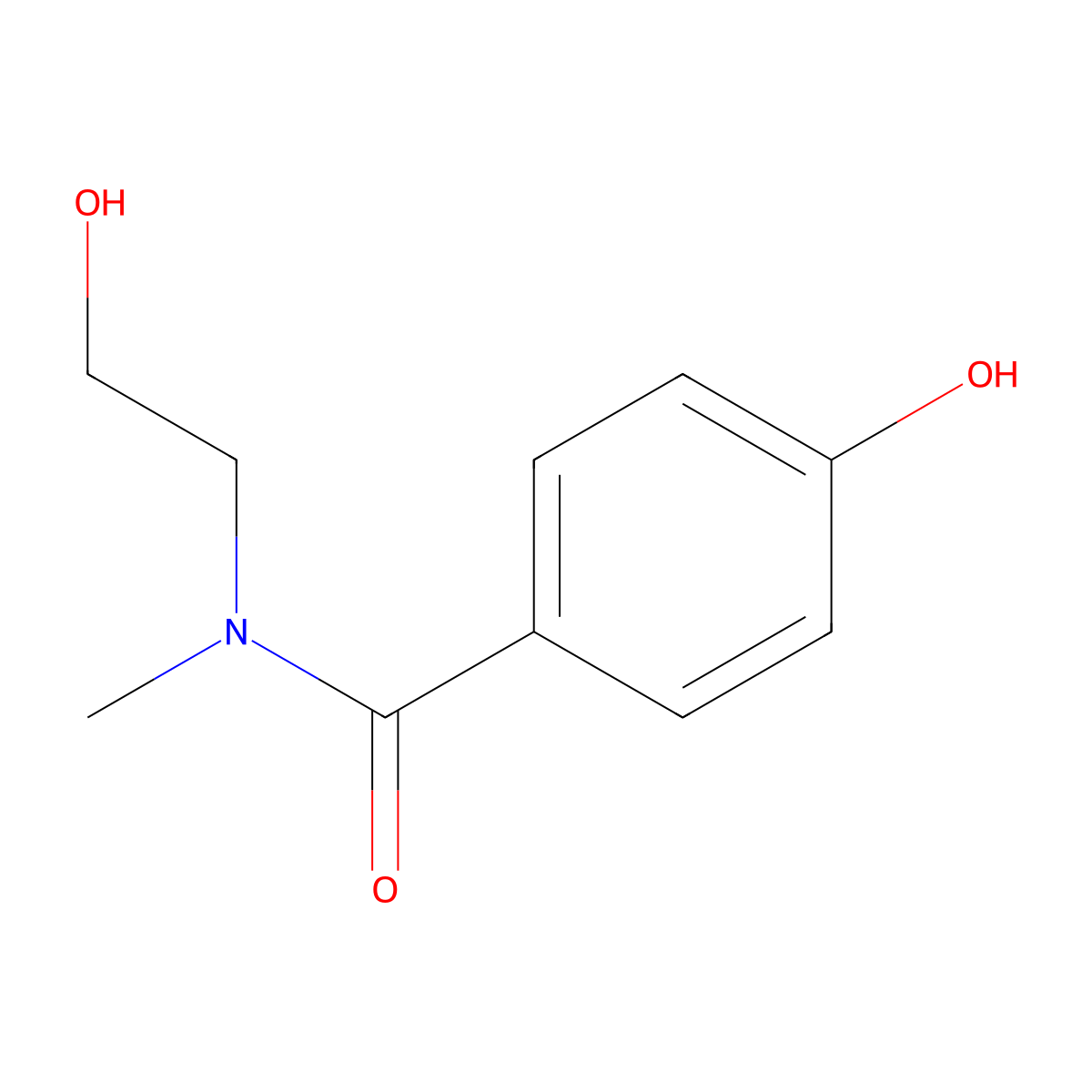 4-hydroxy-N-(2-hydroxyethyl)-N-methylbenzamide molecular structure, CAS 1183771-00-7