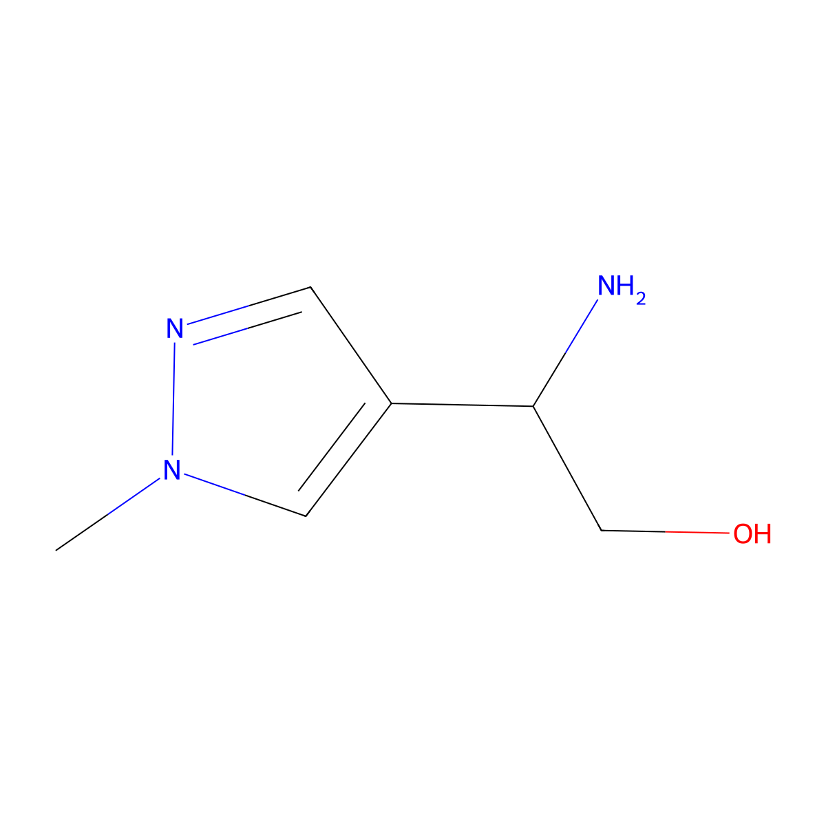 2-amino-2-(1-methyl-1H-pyrazol-4-yl)ethan-1-ol molecular structure, CAS 1183772-33-9