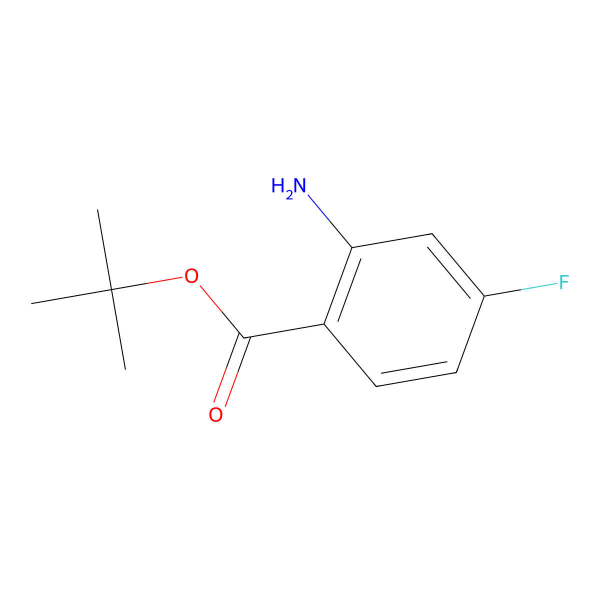 Tert-butyl 2-amino-4-fluorobenzoate molecular structure, CAS 1183772-66-8