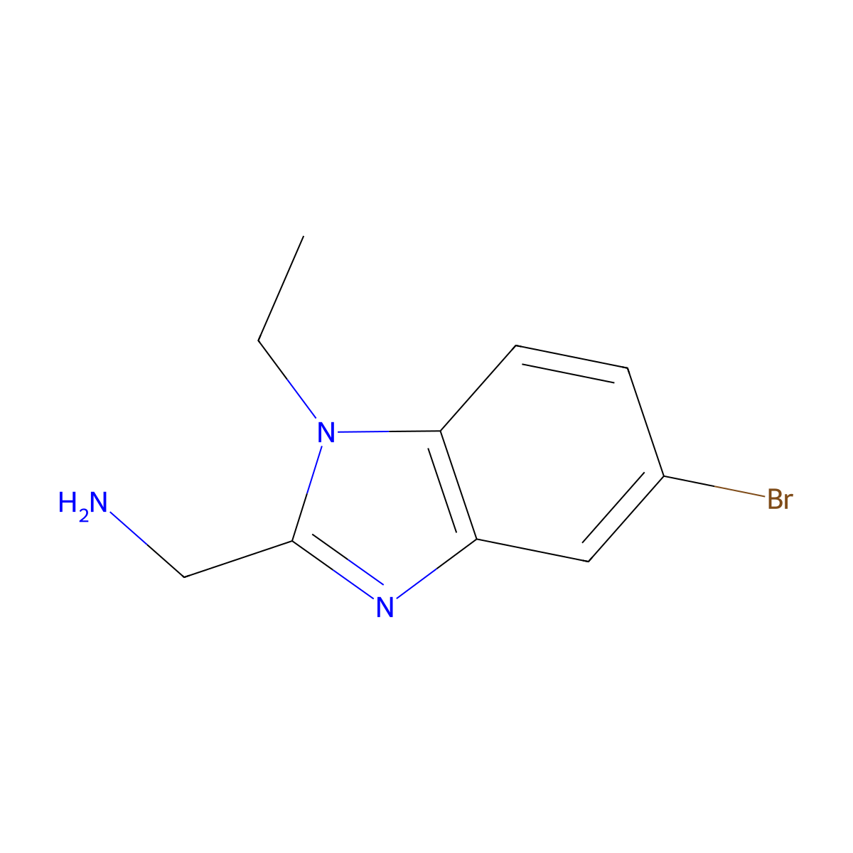 (5-bromo-1-ethyl-1H-1,3-benzodiazol-2-yl)methanamine molecular structure, CAS 1183776-28-4