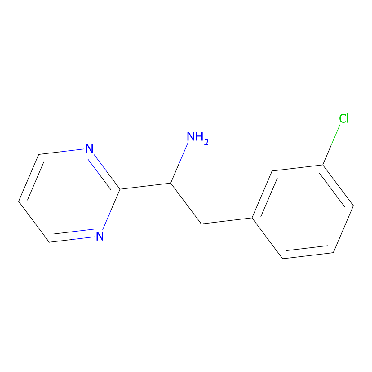 2-(3-Chlorophenyl)-1-(pyrimidin-2-yl)ethan-1-amine molecular structure, CAS 1183780-05-3