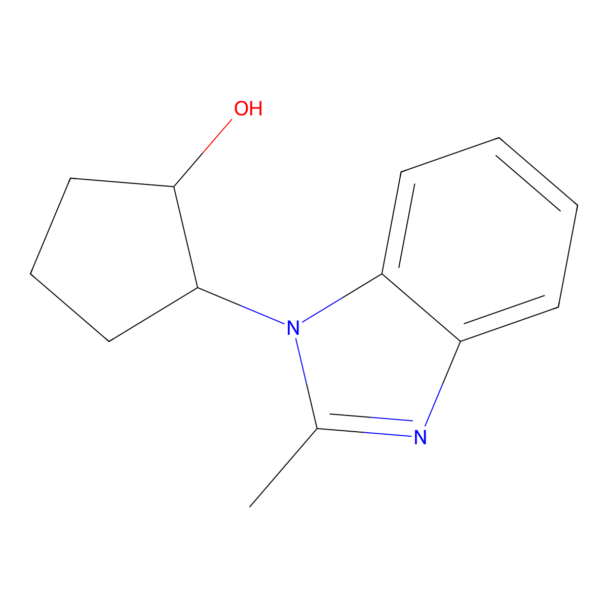 2-(2-methyl-1H-1,3-benzodiazol-1-yl)cyclopentan-1-ol molecular structure, CAS 1183790-60-4