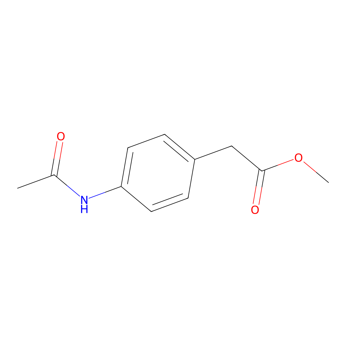 Methyl 2-(4-acetamidophenyl)acetate molecular structure, CAS 118380-03-3