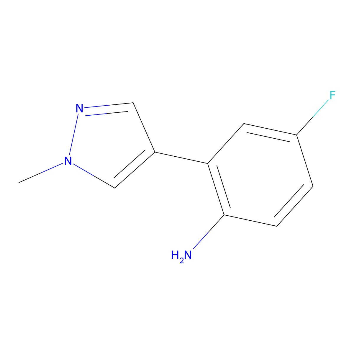 4-fluoro-2-(1-methyl-1H-pyrazol-4-yl)aniline molecular structure, CAS 1183800-47-6