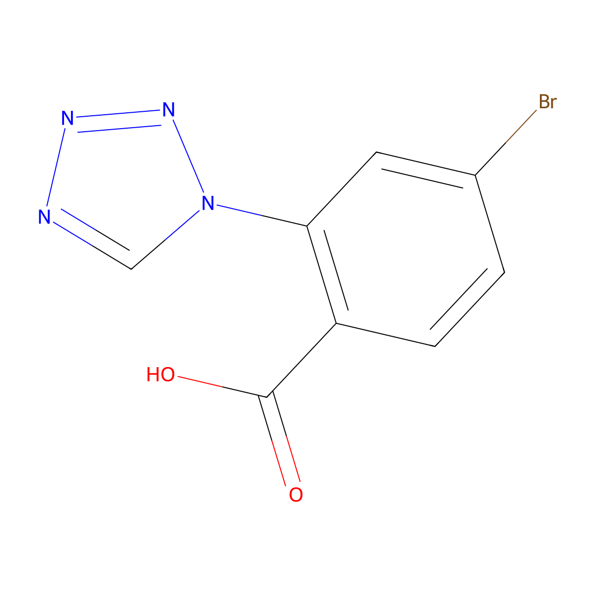 4-bromo-2-(1H-1,2,3,4-tetrazol-1-yl)benzoic acid molecular structure, CAS 1183804-10-5