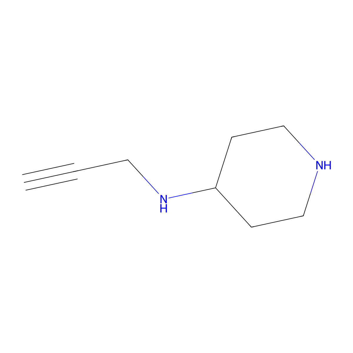 N-(prop-2-yn-1-yl)piperidin-4-amine molecular structure, CAS 1183805-43-7