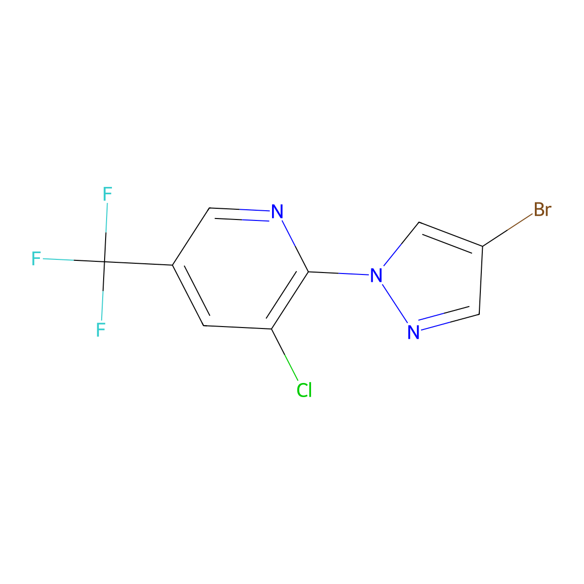 2-(4-bromo-1H-pyrazol-1-yl)-3-chloro-5-(trifluoromethyl)pyridine molecular structure, CAS 1183812-46-5