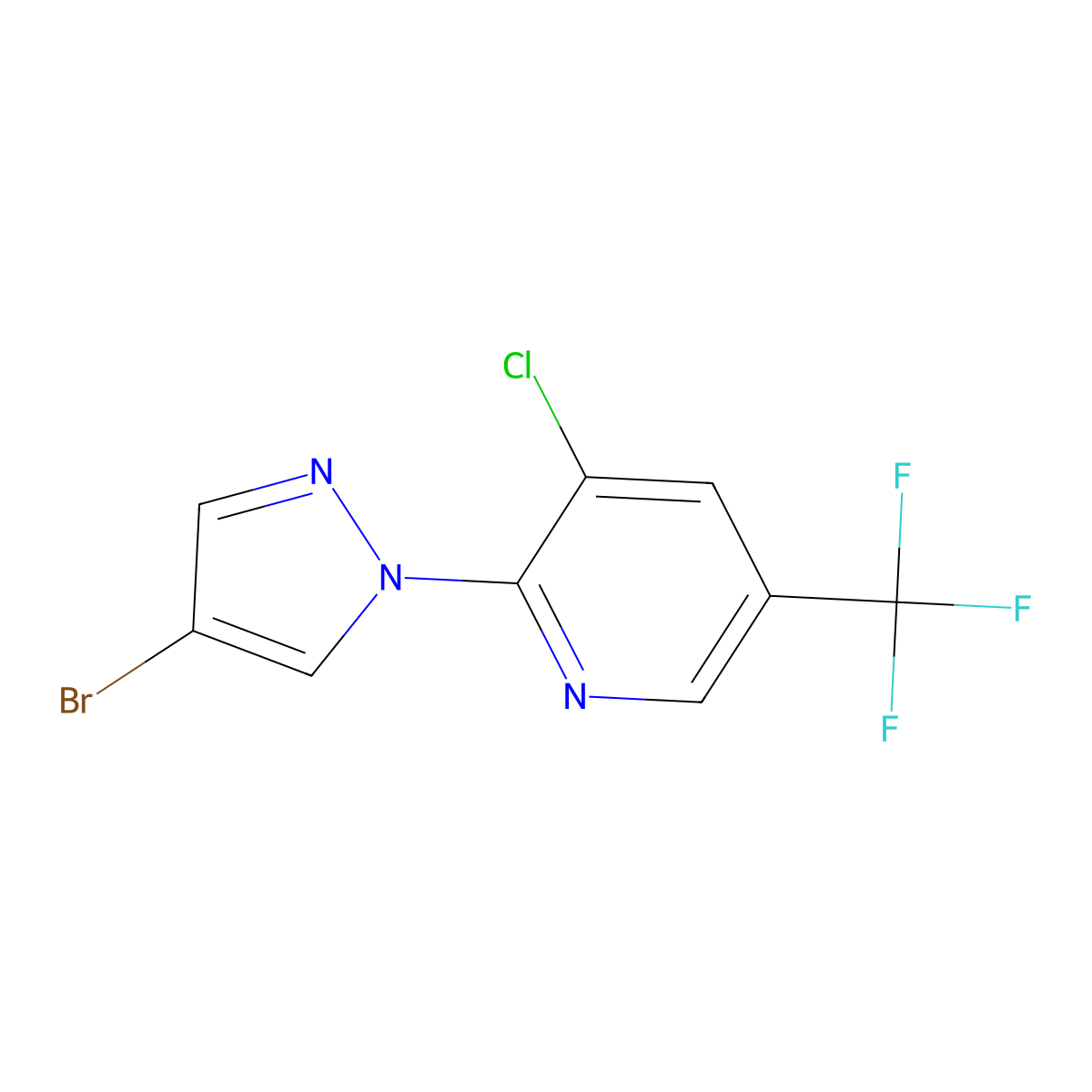 2-(4-bromo-1H-pyrazol-1-yl)-3-chloro-5-(trifluoromethyl)pyridine molecular structure, CAS 1183812-46-5