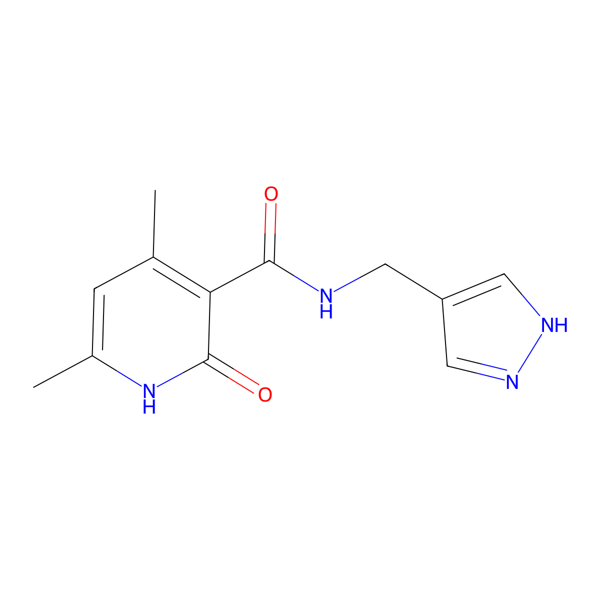 4,6-dimethyl-2-oxo-N-(1H-pyrazol-4-ylmethyl)-1,2-dihydropyridine-3-carboxamide molecular structure, CAS 1183817-12-0