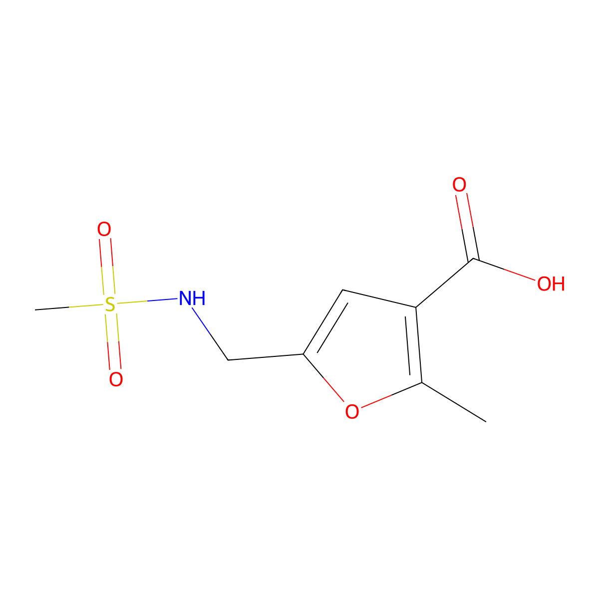 5-(Methanesulfonamidomethyl)-2-methylfuran-3-carboxylic acid molecular structure, CAS 1183819-05-7