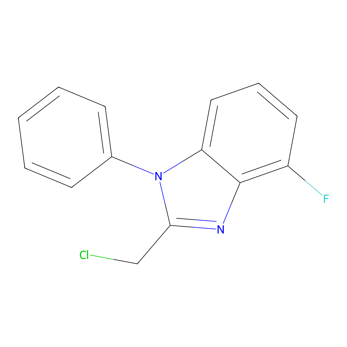 2-(chloromethyl)-4-fluoro-1-phenyl-1H-1,3-benzodiazole molecular structure, CAS 1183820-16-7