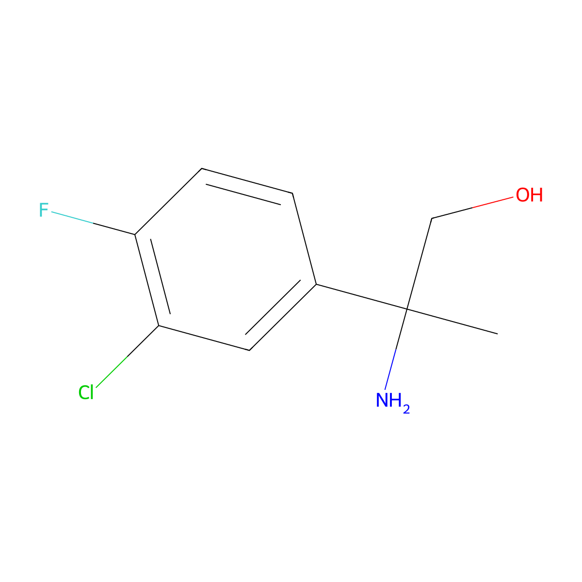 2-Amino-2-(3-chloro-4-fluorophenyl)propan-1-ol molecular structure, CAS 1183838-76-7