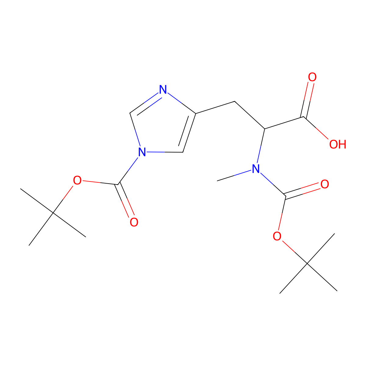 Boc-N-Me-His(Boc)-OH molecular structure, CAS 118384-92-2