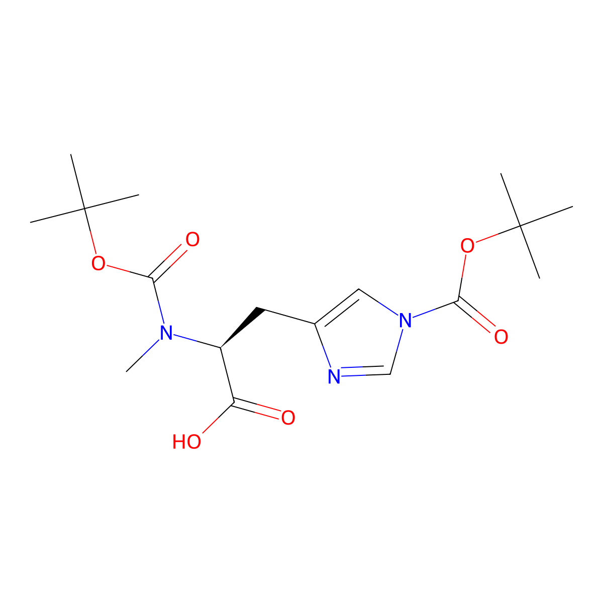 Boc-N-Me-His(Boc)-OH molecular structure, CAS 118384-92-2