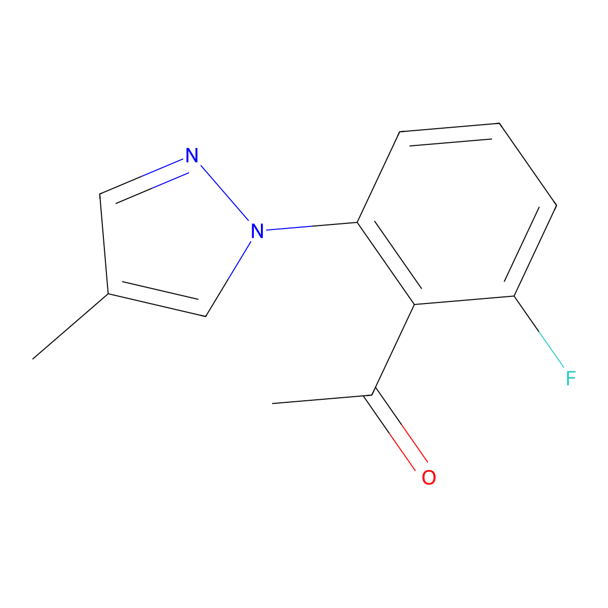 1-(2-Fluoro-6-(4-methyl-1h-pyrazol-1-yl)phenyl)ethan-1-one molecular structure, CAS 1183845-87-5