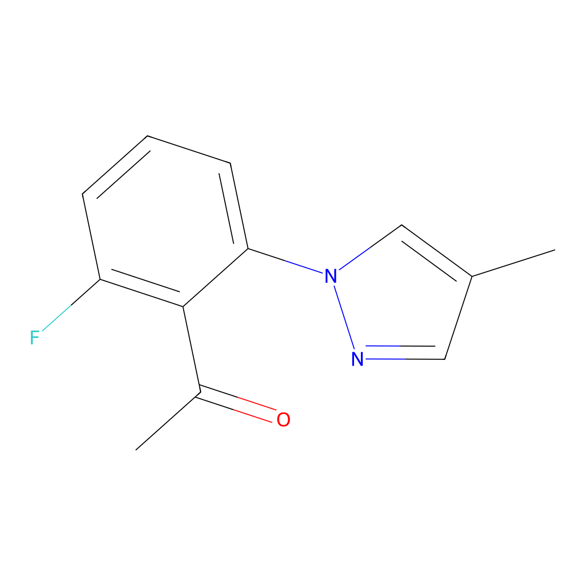 1-(2-Fluoro-6-(4-methyl-1h-pyrazol-1-yl)phenyl)ethan-1-one molecular structure, CAS 1183845-87-5