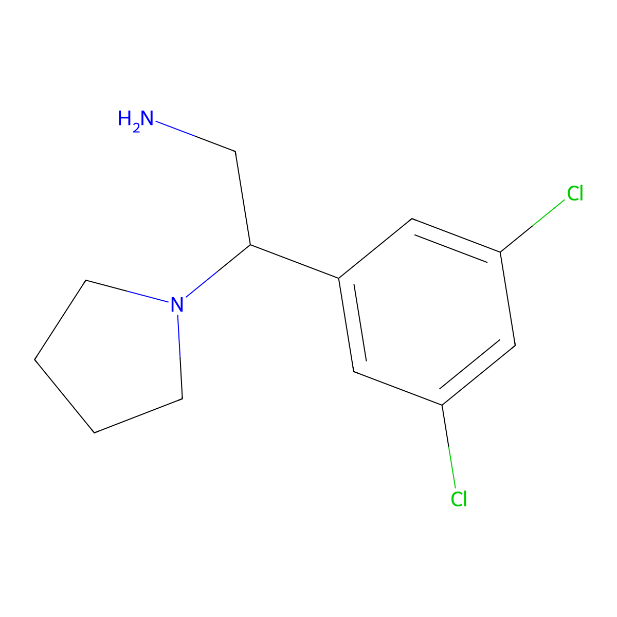 2-(3,5-Dichlorophenyl)-2-(pyrrolidin-1-yl)ethanamine molecular structure, CAS 1183864-72-3